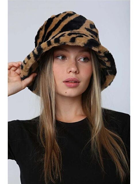 Remsa Kadın Pelüş Bucket Şapka RKŞ 01 Kahve Zebra - S000288154-19413