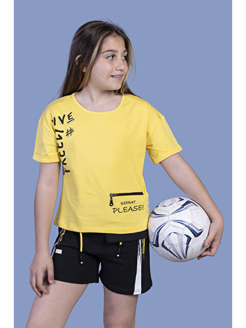 Toontoykids Kız Çocuk Cep Detaylı Baskılı Şortlu Takım - S000271089-20072