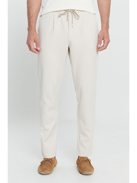 Altınyıldız Classics Erkek Bej Slim Fit Dar Kesim Pamuklu Yan Cepli Örme Pantolon - S000515211-19928