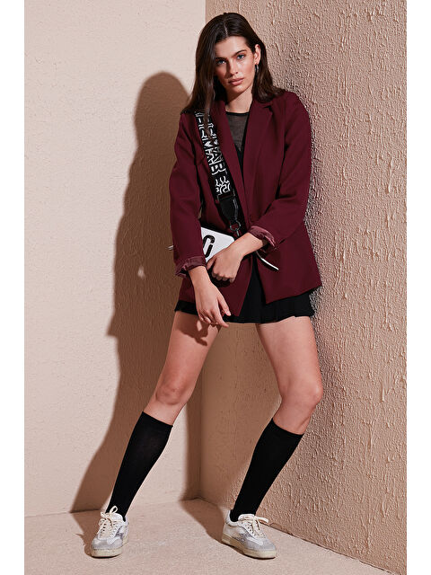 Lela Standart Fit Mono Yaka Desenli Astar Detaylı Blazer Kadın Ceket 6524003 - S000355488-19951