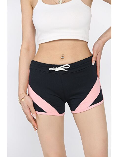 Gülseli Biyeli Kadın Baskılı Mini Şort - S000399246-21164