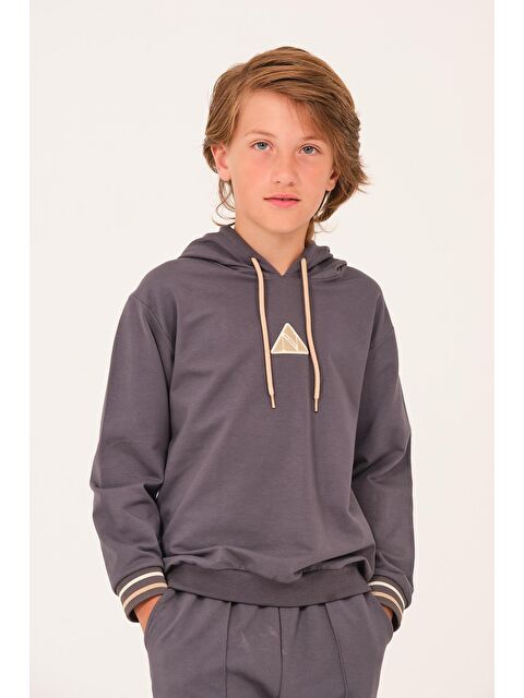 JAZZİEE Unisex Çocuk Kapüşonlu Sweatshirt - Antrasit - S000316667-29666