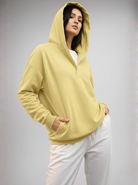 Trendseninle Sarı Premium Modal Kumaş Regular Eşofman Üstü - S000503820-20072