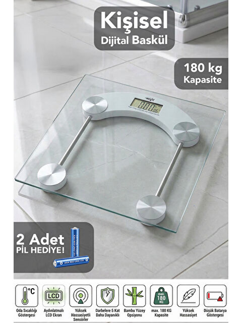 Meleni Home Kişisel Cam Dijital Baskül