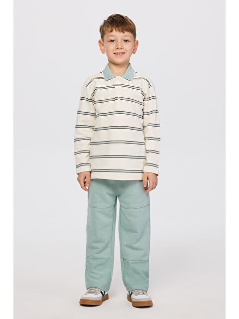 Panço Erkek Çocuk Çizgili Ekru Sweatshirt - S000516191-19965