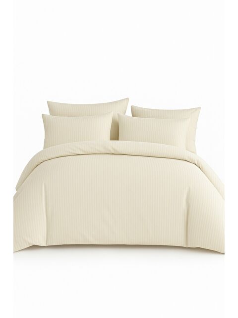 Mulberry Çift Kişilik Çizgili Saten Nevresim Takımı %100 Pamuk 200x220 - Yumuşak Dokulu Lüks Nevresim Takımı