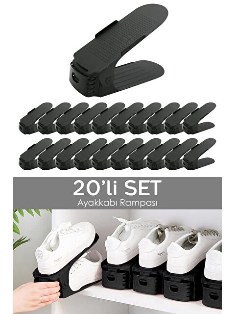 Meleni Home 20'li Tekli Ayarlanabilir Ayakkabı Rampası Dolap İçi Ayakkabı Düzenleyici Organizer - S000385115-19351