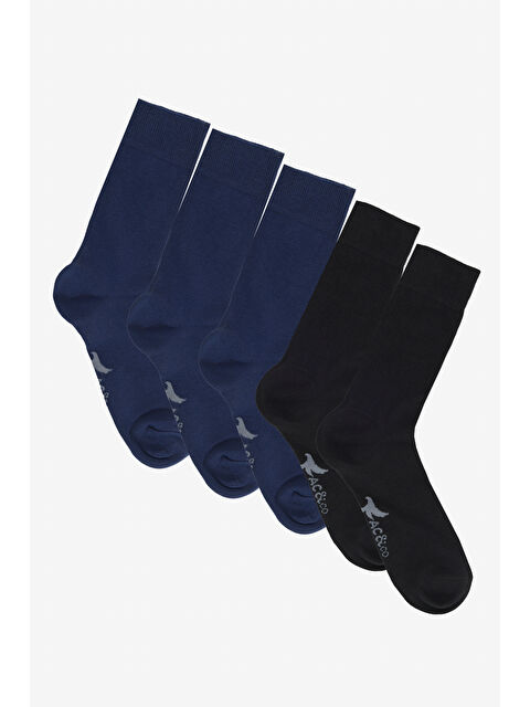AC&Co / Altınyıldız Classics Erkek Siyah-Lacivert Pamuklu 5'li Paket Soket Çorap - S000394252-37436