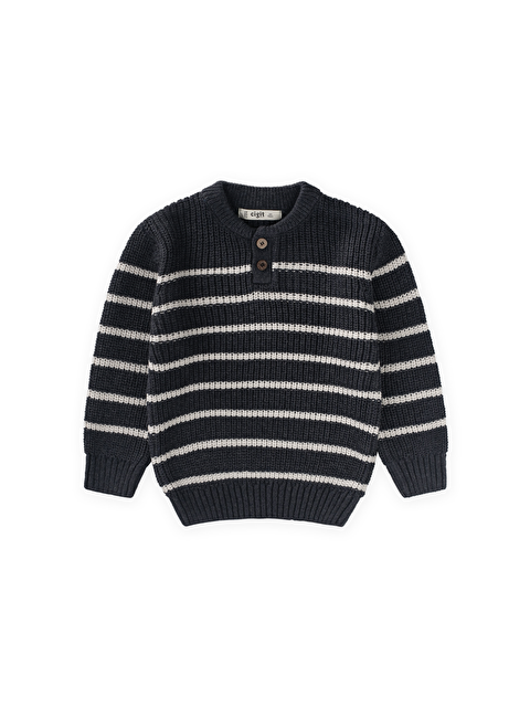 CİGİT Çizgili Triko Kazak 2-8 Yaş Antrasit - S000507828-29666