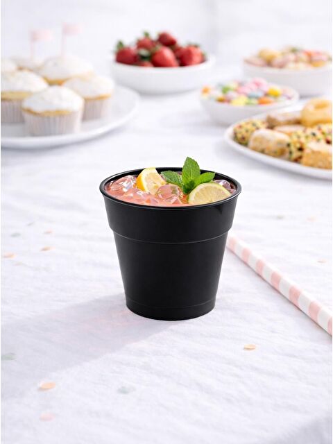 Parti Adresi Kristal Plastik Bardak Meşrubat Bardağı Siyah 25'li