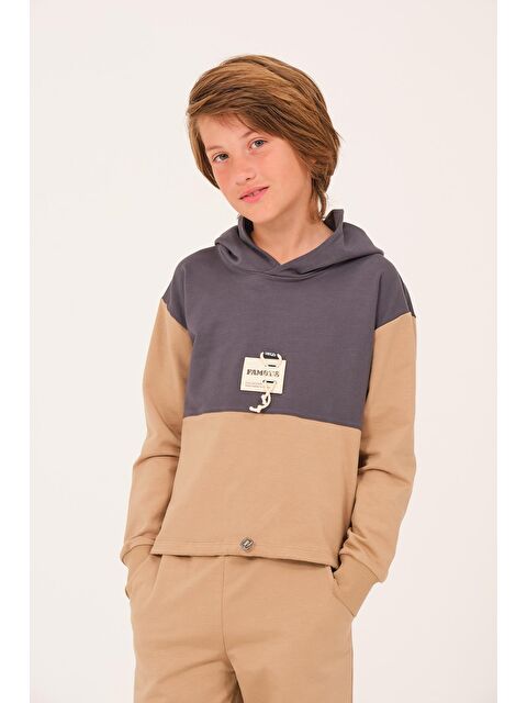 JAZZİEE Unisex Çocuk Aksesuar Garni Detaylı Sweatshirt - Antrasit - S000316668-29666