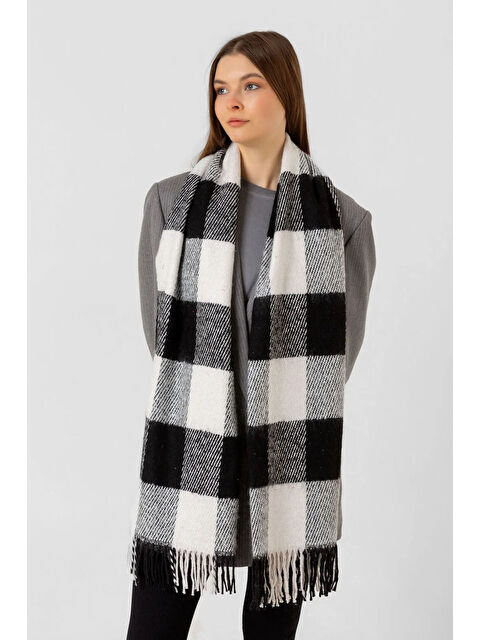 Remsa Püsküllü Buklet Atkı Şal 40X210 cm 1291 Siyah - S000288170-37246