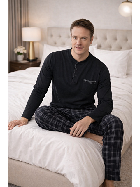 Formo Erkek %100 Doğal Organik Pamuk Uzun Kollu Yüksek Kaliteli Pijama Takımı - S000486911-6381