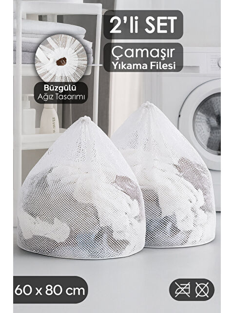 Meleni Home 2'li Perde ve Çamaşır Yıkama Filesi Seti