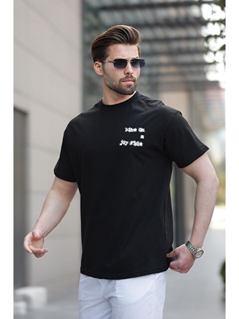 Madmext Siyah Baskılı Basic Erkek %100 Pamuk Tişört E7150 - S000374790-19351