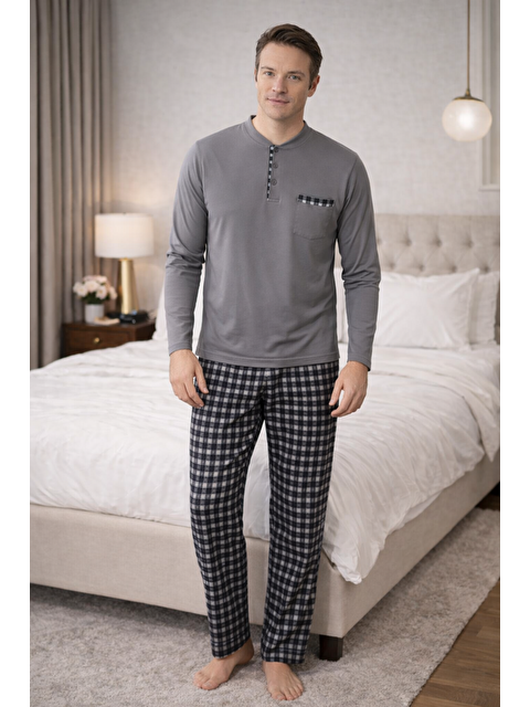 Formo Erkek %100 Doğal Organik Pamuk Uzun Kollu Yüksek Kaliteli Pijama Takımı - S000486911-20600
