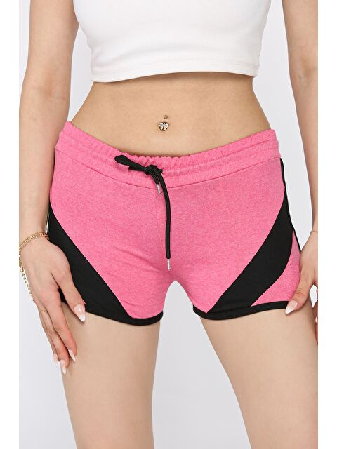 Gülseli Biyeli Kadın Baskılı Mini Şort - S000399246-18686