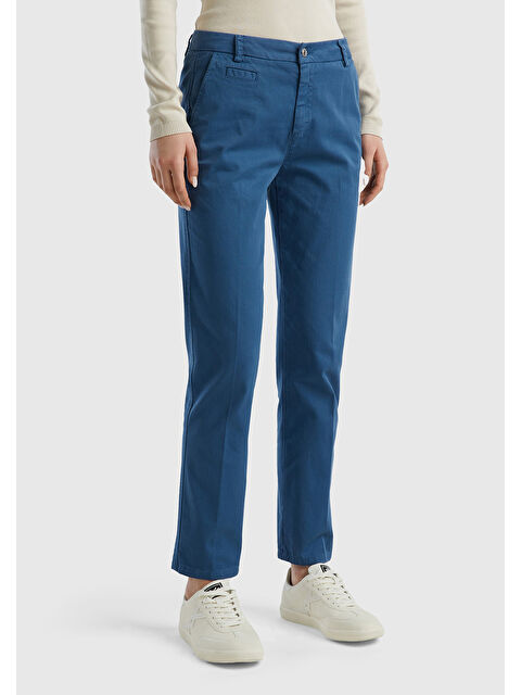 United Colors Of Benetton Kadın Gece Mavisi Elastanlı Basic Chino Pantolon - S000307942-17234