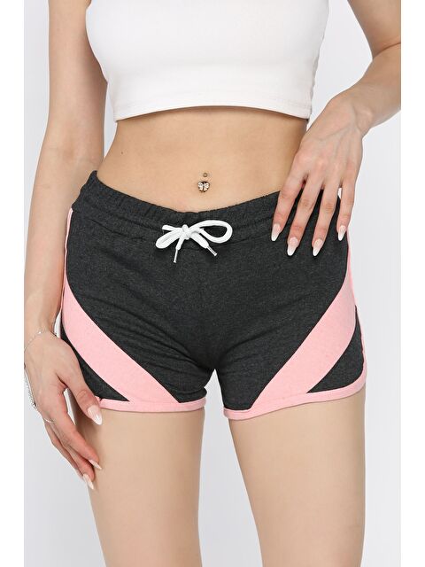 Gülseli Biyeli Kadın Baskılı Mini Şort - S000399246-29666