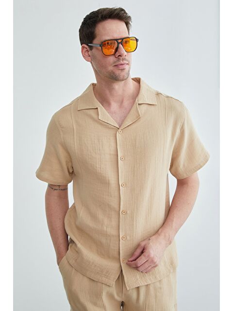 Fullamoda Basic Müslin Kumaş Kısa Kol Gömlek - S000515074-19928