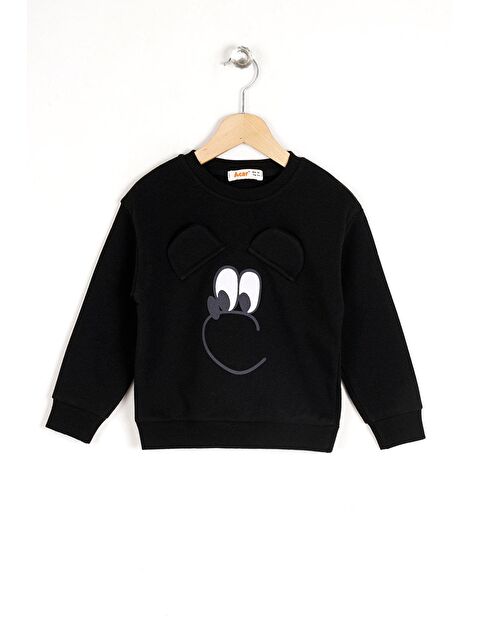 Zepkids Bisiklet Yaka Uzun Kol Siyah Renk Kız Çocuk Sweatshirt - S000357164-19351