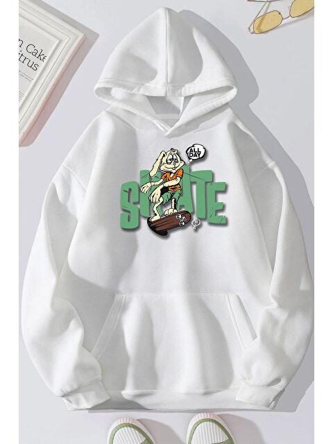 uyguntarz Unisex All Day Rabbit Baskılı Sweatshirt - S000268922-20063