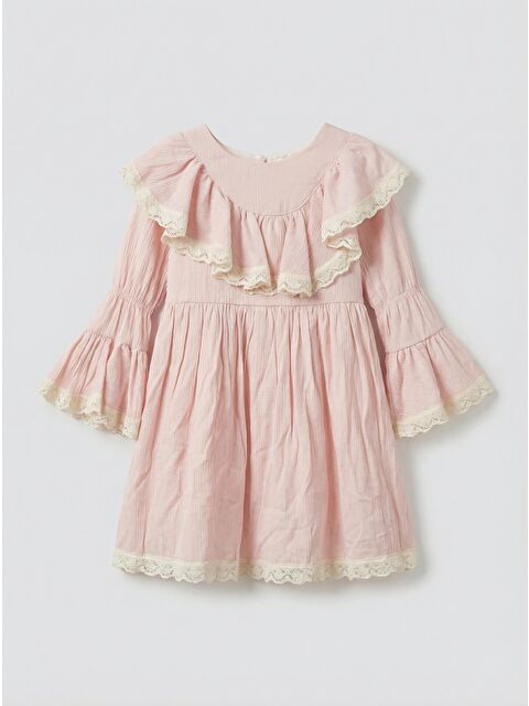 Magu Kız Çocuk Pamuklu Pembe Dantel Detaylı Elbise - S000506146-20024