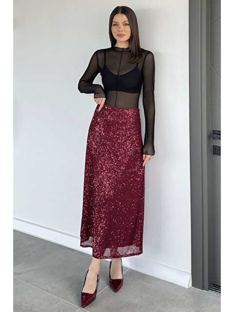 Gülseli Kadın Bel Lastikli İç Astarlı Pul Payet Etek - S000491561-20045