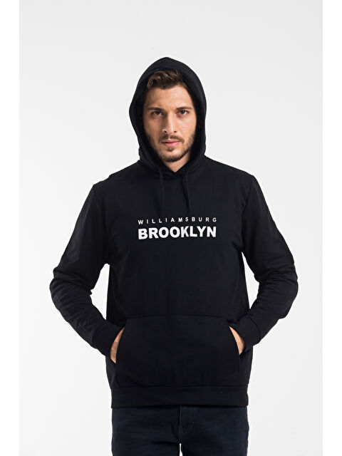 Süperlife Kapüşonlu Regular Fit Wıllamsburg Brooklyn Baskılı Erkek Büyük Beden Hoodie - S000292829-19351