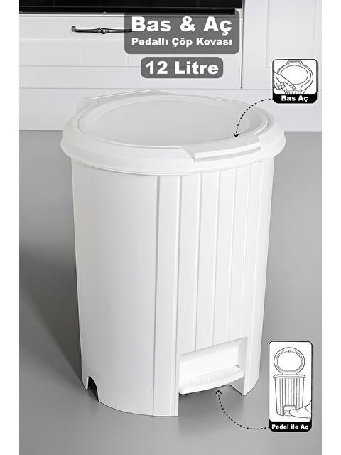 Meleni Home 12 Litre Bas Aç Kapaklı Çöp Kovası