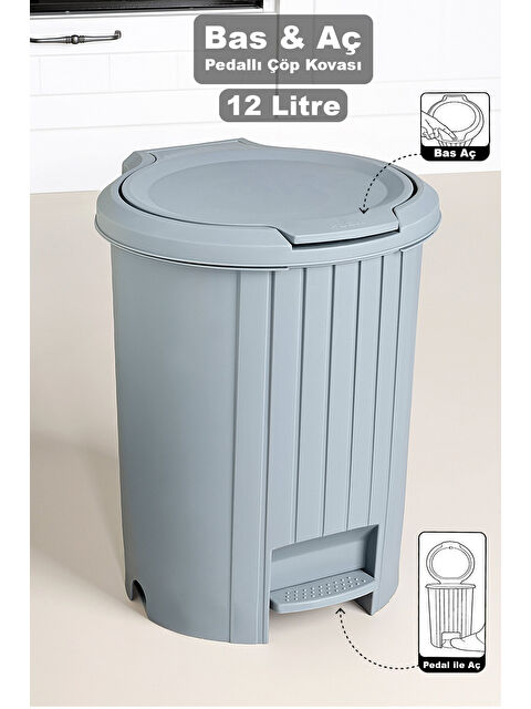 Meleni Home 12 Litre Bas Aç Kapaklı Çöp Kovası