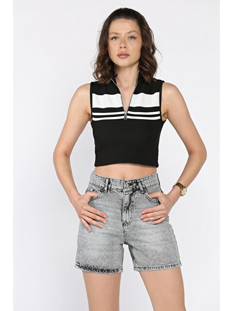 Gülseli Kadın Taşlı Jean Jean Şort - S000399256-20600