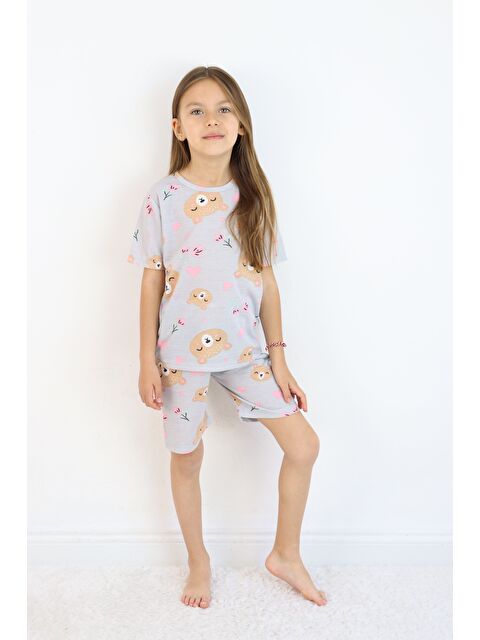 Harika Kids Kız Çocuk Pamuklu Penye Kumaş Şortlu Pijama Takımı - S000217047-17308