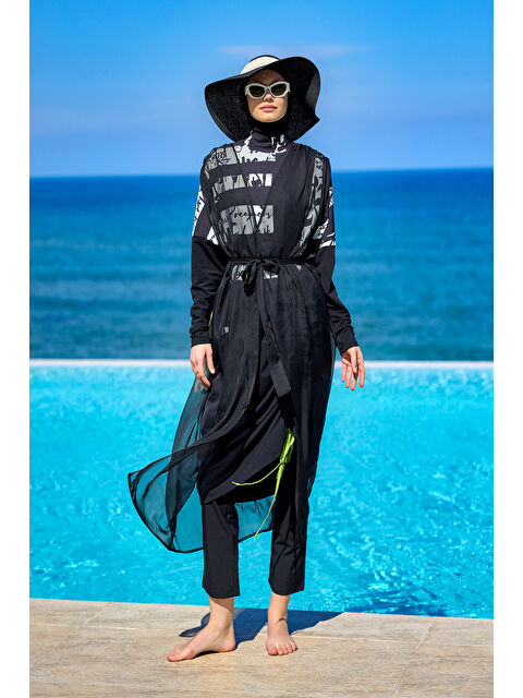 Marina Siyah Pareo Kaftan P2502 - S000503827-19351