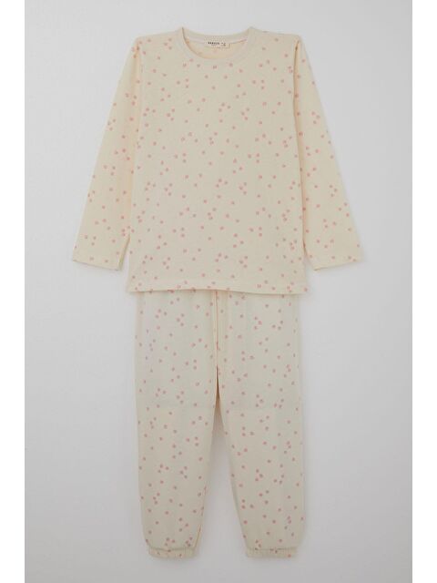 Breeze Kız Çocuk Pijama Takımı Çiçek Desenli Krem (4-7 Yaş) - S000506144-19966