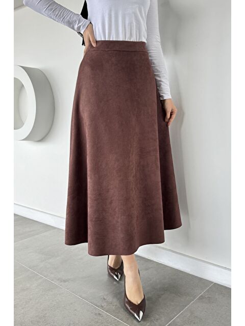 Julude Kadın Kloş Uzun Süet Tesettür Etek - S000332254-19413