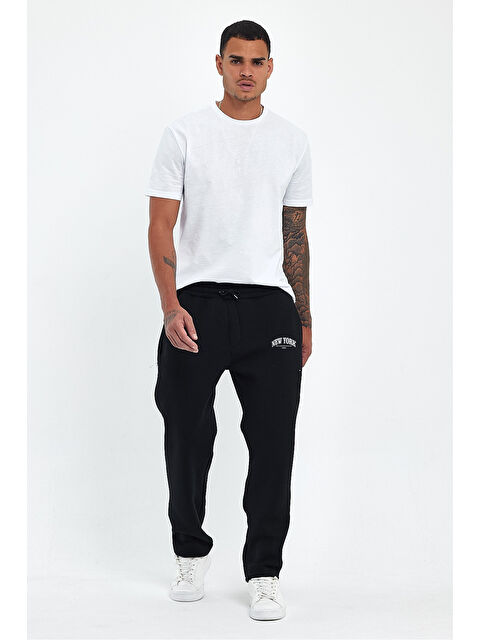 Süperlife Erkek İçi Polarlı 3 iplik Kalın New York Baskılı Büyük Beden Eşofman Altı SPR25EA97 - S000374824-19351