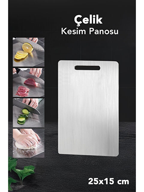 Meleni Home 1 Adet Paslanmaz Çelik Kesme Tahtası