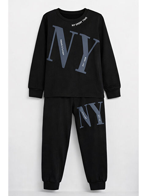 Remsa Erkek Çocuk Garson Boy Manşetli Pamuk Penye Pijama Takımı 4104 Siyah01 - S000497551-37430