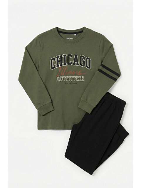 Remsa Erkek Çocuk Garson Boy Pamuk Penye Pijama Takımı 4119 Haki - S000497551-18547