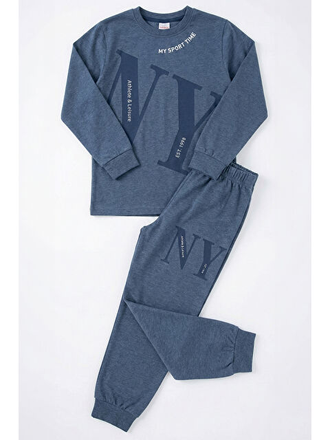 Remsa Erkek Çocuk Garson Boy Pamuk Penye Pijama Takımı 4224 İndigo - S000497551-17234