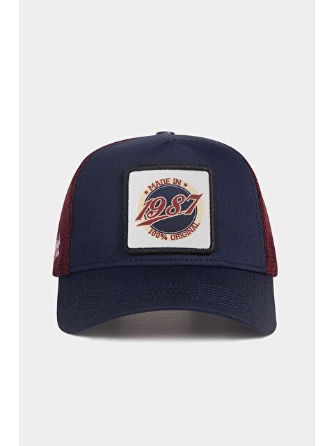 BlackBörk Made in 1987 Logolu Lacivert-Bordo Trucker Şapka