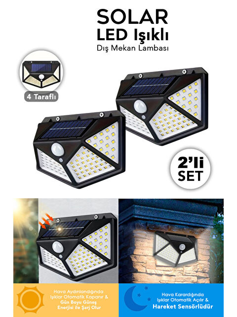 Meleni Home 2 Adet Güneş Enerjili Duvar Lambası