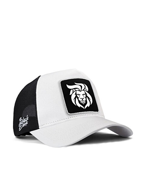 BlackBörk Aslan Logolu Beyaz-Siyah Trucker Şapka
