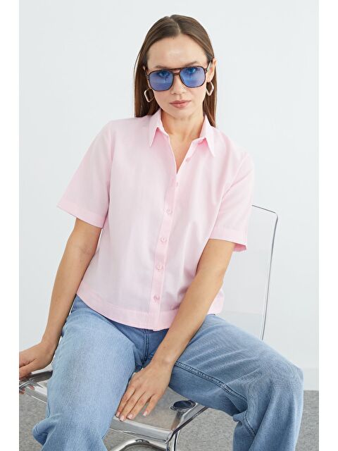 Fullamoda Basic Kolu Ve Beli Manşetli Crop Gömlek - S000503914-20024