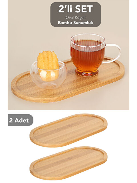 Meleni Home 2 Adet Oval Bambu Sunumluk
