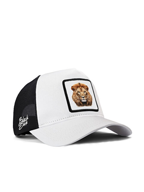 BlackBörk Aslan Logolu Beyaz-Siyah Trucker Şapka