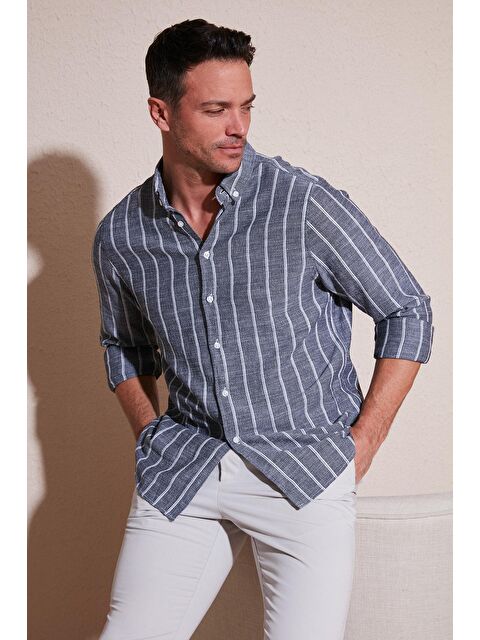 Buratti Pamuklu Çizgili Regular Fit Düğmeli Yaka Gömlek CF21S112480 - S000000738-37424