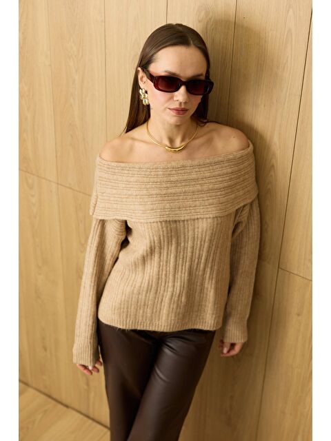 Fullamoda Basic Madonna Yaka Salaş Triko Kazak - S000490941-19928