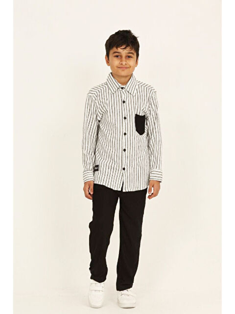 Modanino Erkek Çocuk Gömlekli Takım (Bürümcük Üst+Ottoman Pantolon) 3-12 Yaş 12419HC - S000516198-19966